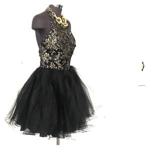 Vintage 80s Lace Halter Full Skirt Dress EUC